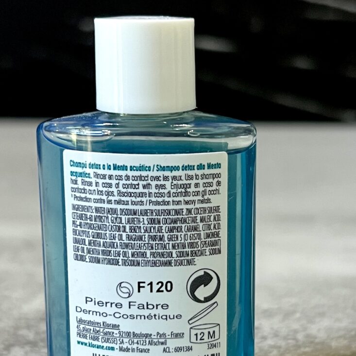 Back of Klorane Detox Shampoo for Birchbox July 2024