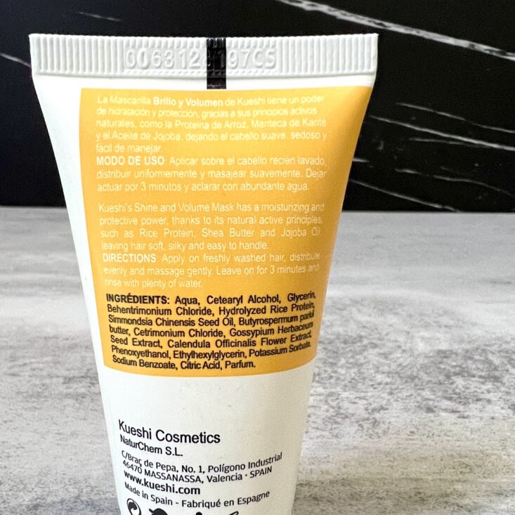 Back of Kueshi Hair Mask for Birchbox July 2024