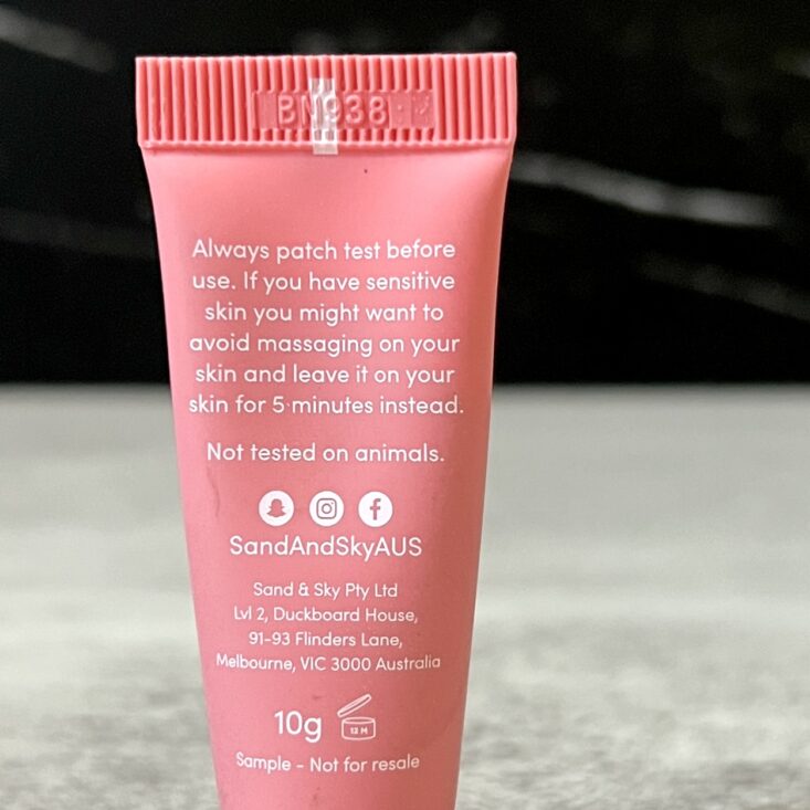 Back of Sand and Sky Mask for Birchbox July 2024