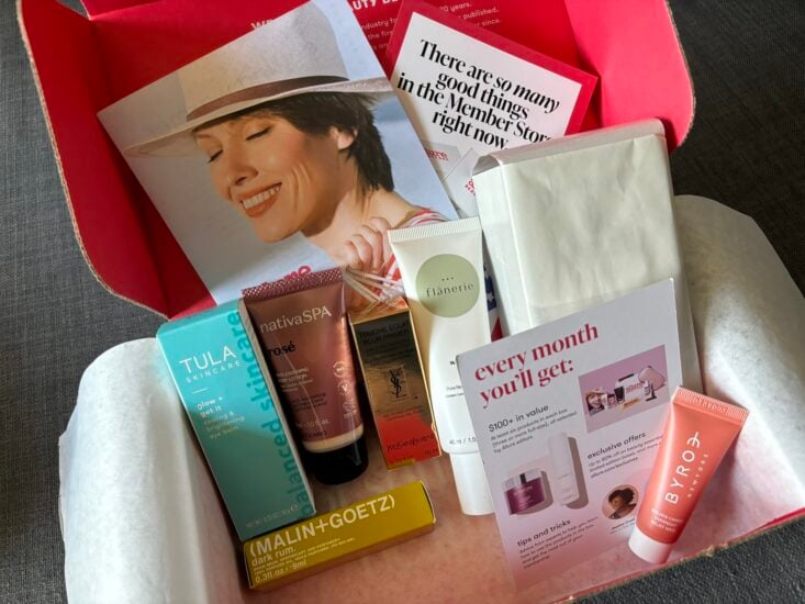 Allure Beauty Box open with skincare products inside