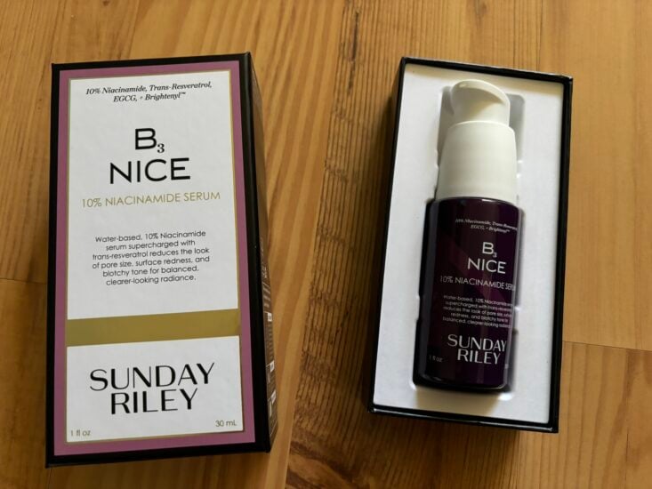 Sunday Riley B3 Nice 10% Niacinamide Serum bottle in box packaging