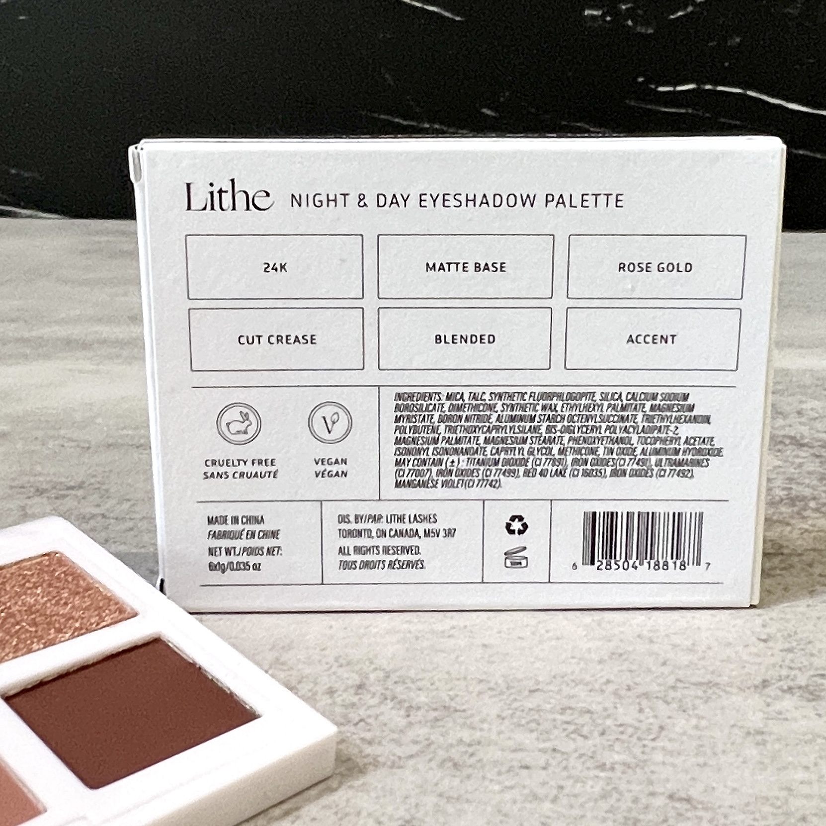 Back of Lithe Eyeshadow Palette for Ipsy Glam Bag July 2024