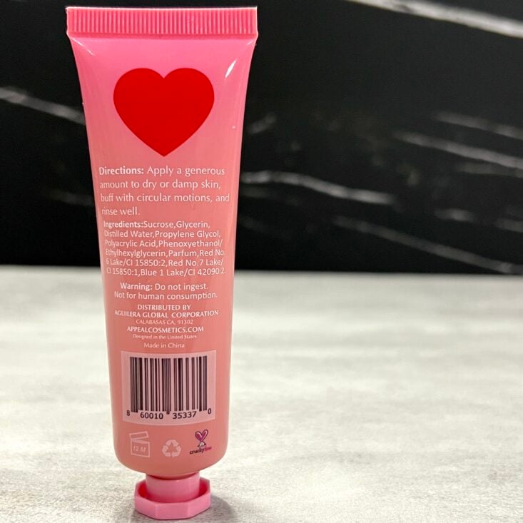 Back of Appeal Cosmetics Sugar Scrub for Ipsy Glam Bag September 2024