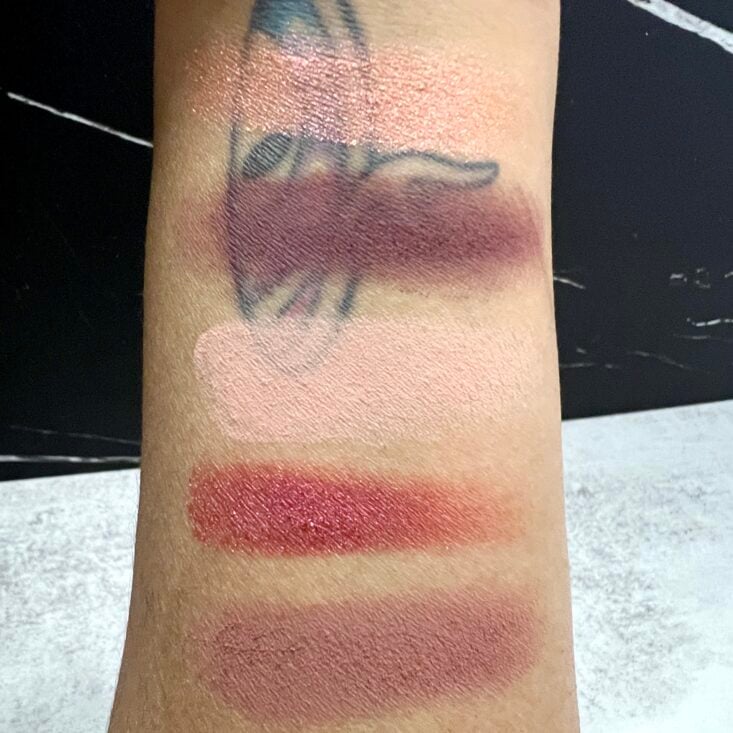 Swatches of PinkLipps Eyeshadow Palette for Ipsy Glam Bag September 2024