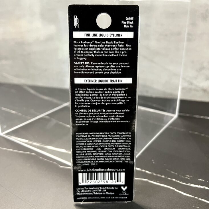 Back of Black Radiance Eyeliner for Cocotique September 2024