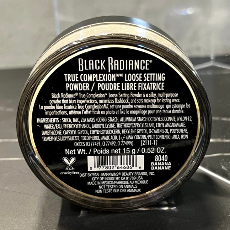 Back of Black Radiance Loose Setting Powder for Cocotique September 2024