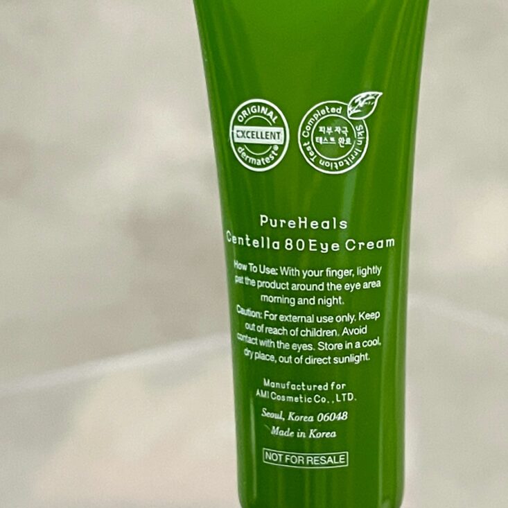 Back of PureHeals Eye Cream for Ipsy Glam Bag October 2024