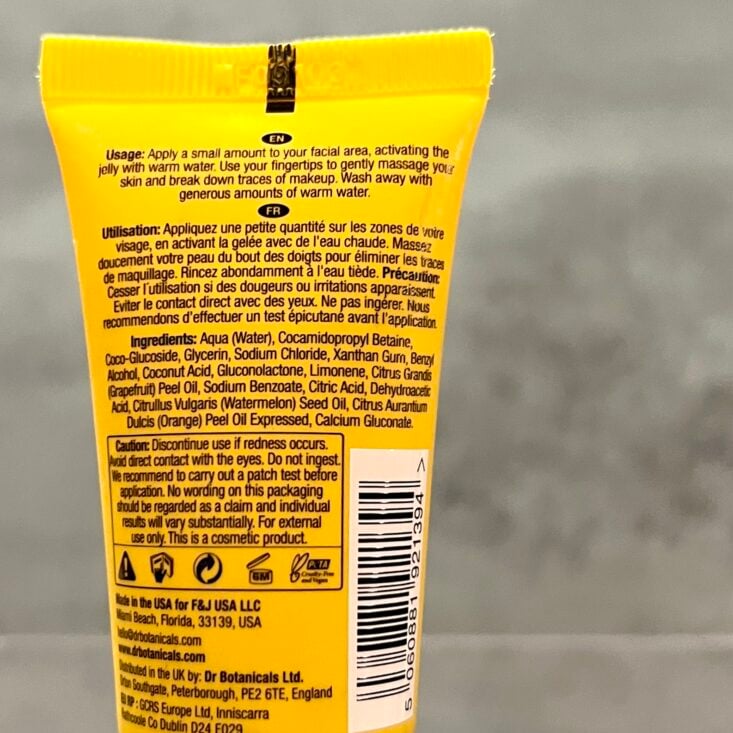 Back of Dr. Botanicals Cleanser for Birchbox December 2024