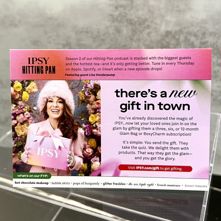 Front of Card for Ipsy Glam Bag December 2024