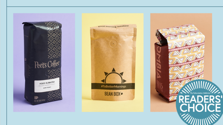 Three bags of coffee side by side voted on for our Readers' Choice Awards.