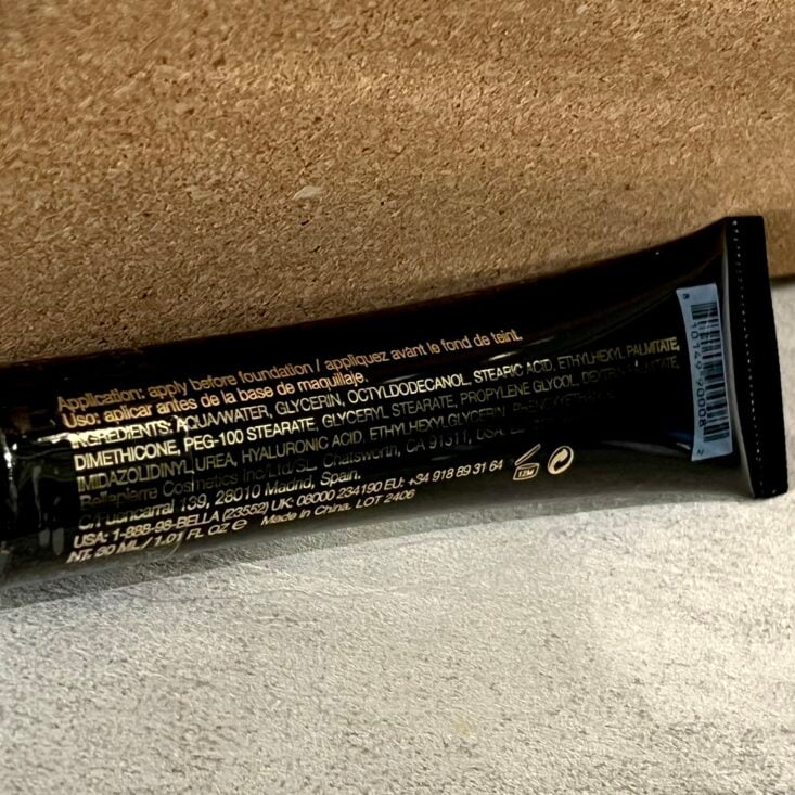 Back of Bellepierre Cosmetics Smoothing Primer for Ipsy Glam Bag January 2025