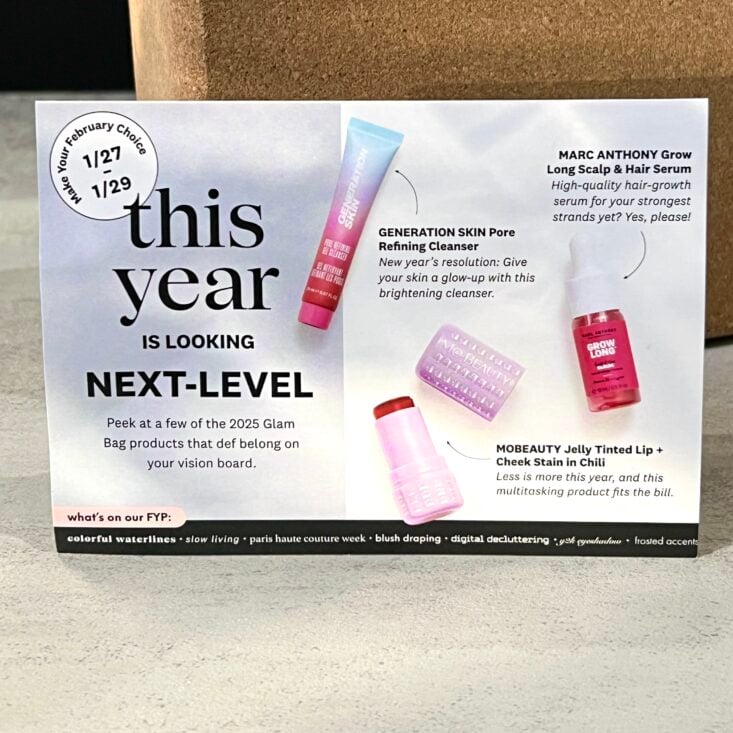 Back Card for Ipsy Glam Bag January 2025