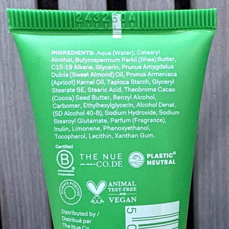 Back of The Nue Co. Body Cream for Ipsy Glam Bag February 2025