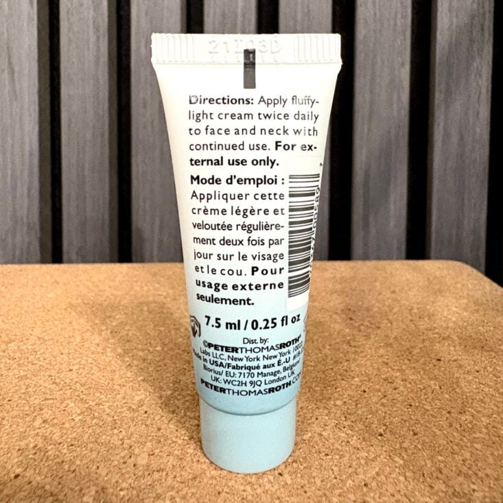 Back of Peter Thomas Roth Hydrating Moisturizer for Birchbox February 2025