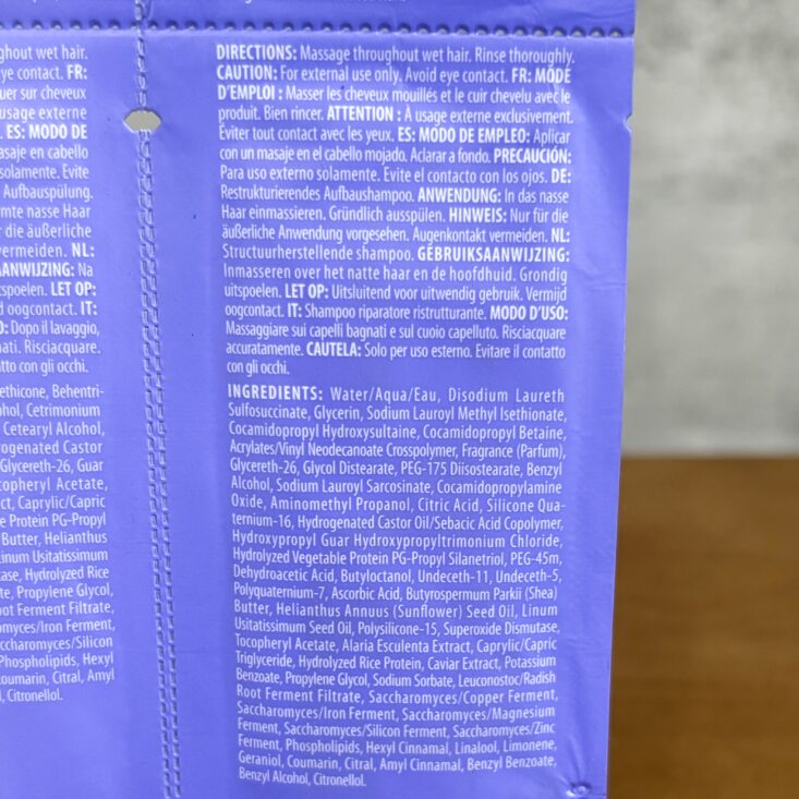 Back of Alterna Body Repair Shampoo for Birchbox March 2025