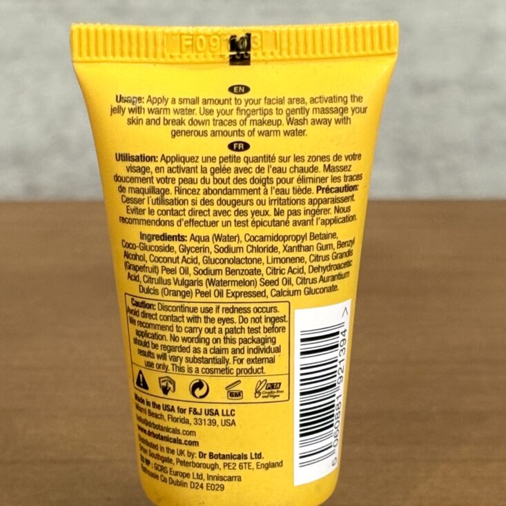 Back of Dr. Botanicals Cleanser for Birchbox March 2025