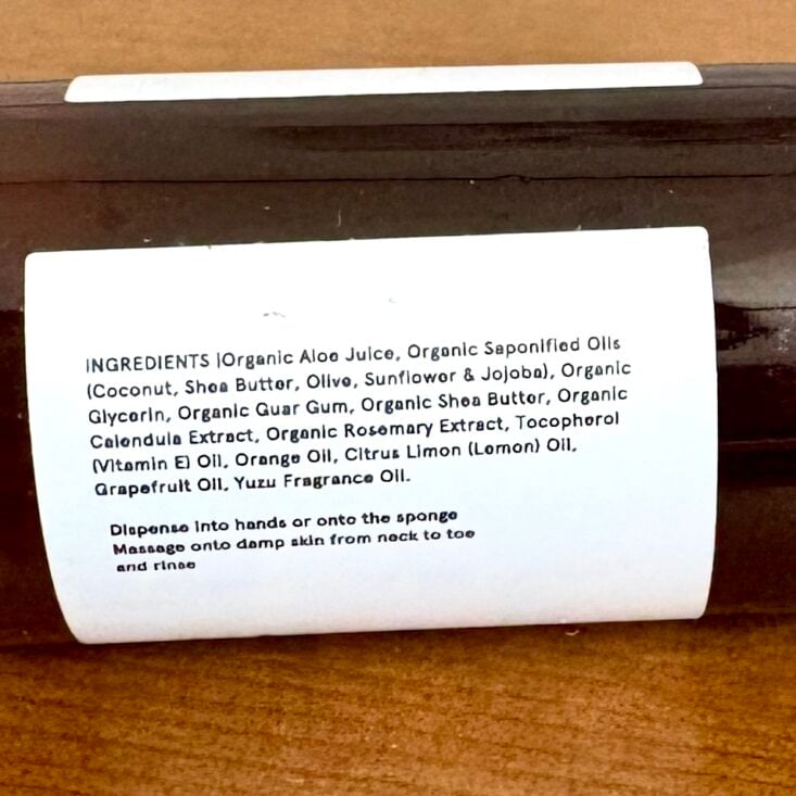 Back of Ilera Apothecary Body Wash for Birchbox March 2025