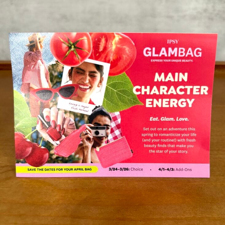 Front of Card for Ipsy Glam Bag March 2025