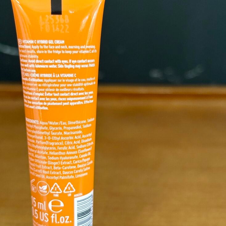 Back of Nip and Fab Vitamin C Gel Cream for Ipsy Glam Bag April 2025