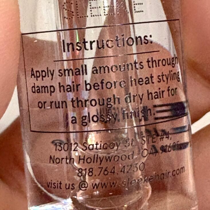 Back of SLEEK'E Silk'e Hair Serum for Ipsy Glam Bag July 2025