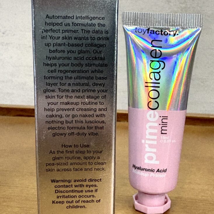 Back of Toyfactory Primer Box for Ipsy Glam Bag August 2025