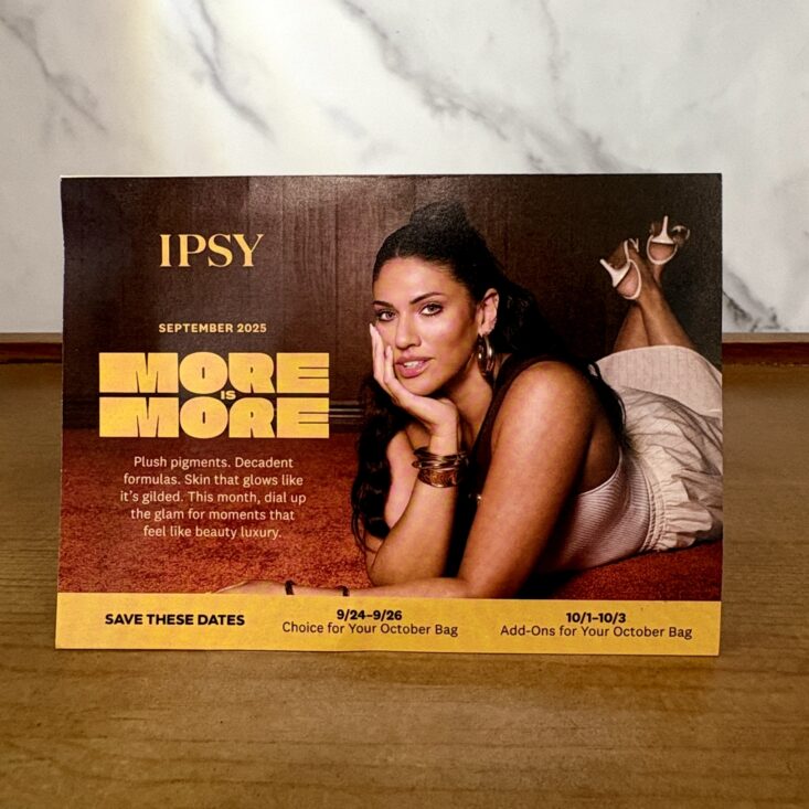 Front of Card for Ipsy Glam Bag September 2025