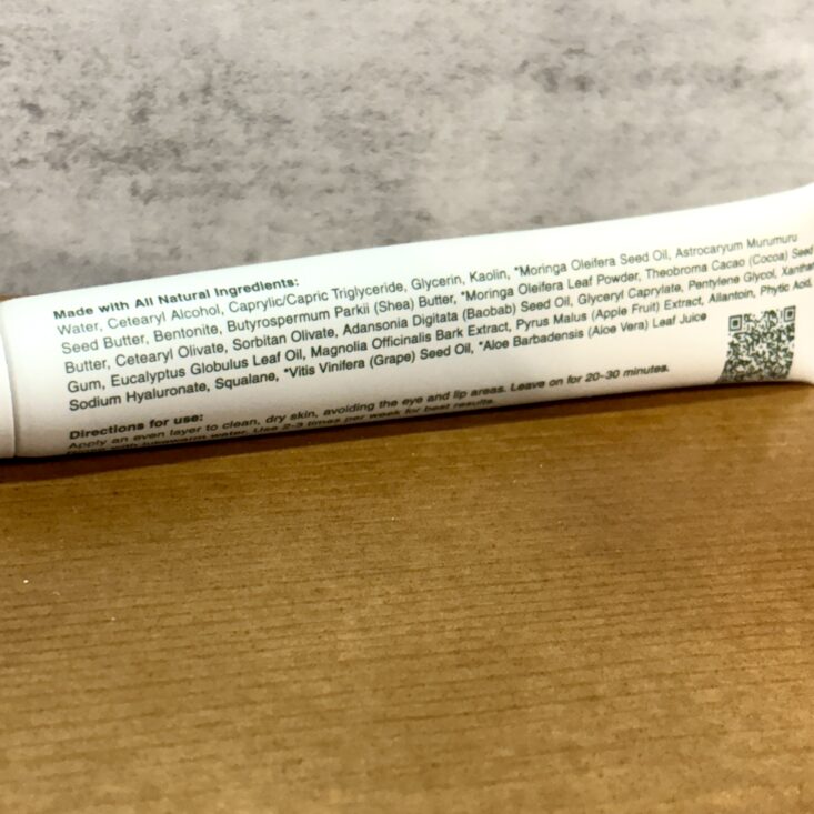 Back of All Moringa Nourishing Mask for Ipsy Glam Bag October 2025