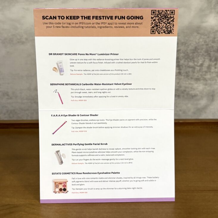 Inside of Card for Ipsy Glam Bag November 2025