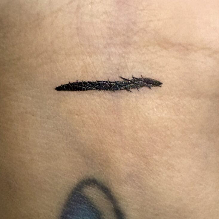 Swatch of Seraphine Botanicals Water-Resistant Velvet Eyeliner in Carbonite for Ipsy Glam Bag November 2025