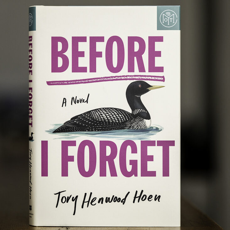 The book Before I forget by Tory Henwoood Hoen sits on a bookshelf