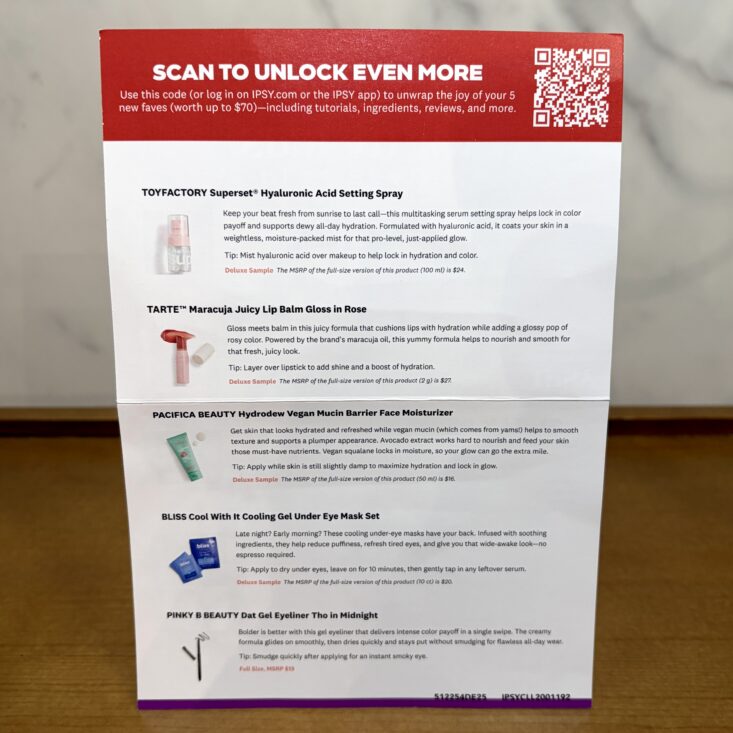 Inside of Card for IPSY Original December 2025