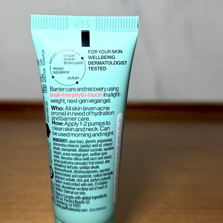 Back of Pacifica Beauty Moisturizer for IPSY Original December 2025