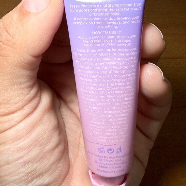 Back of Ace Beaute Primer for Ipsy Original January 2026