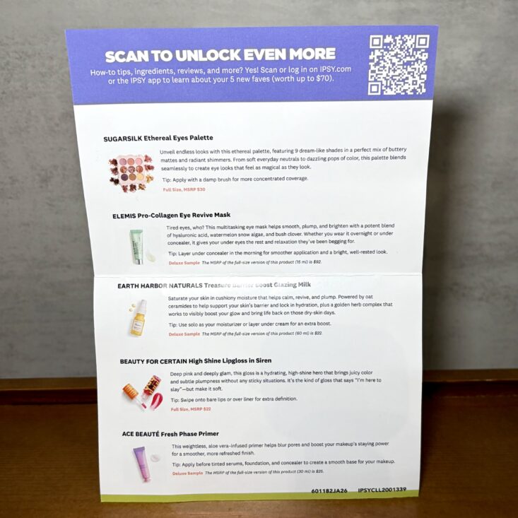 Inside of Card for Ipsy Original January 2026