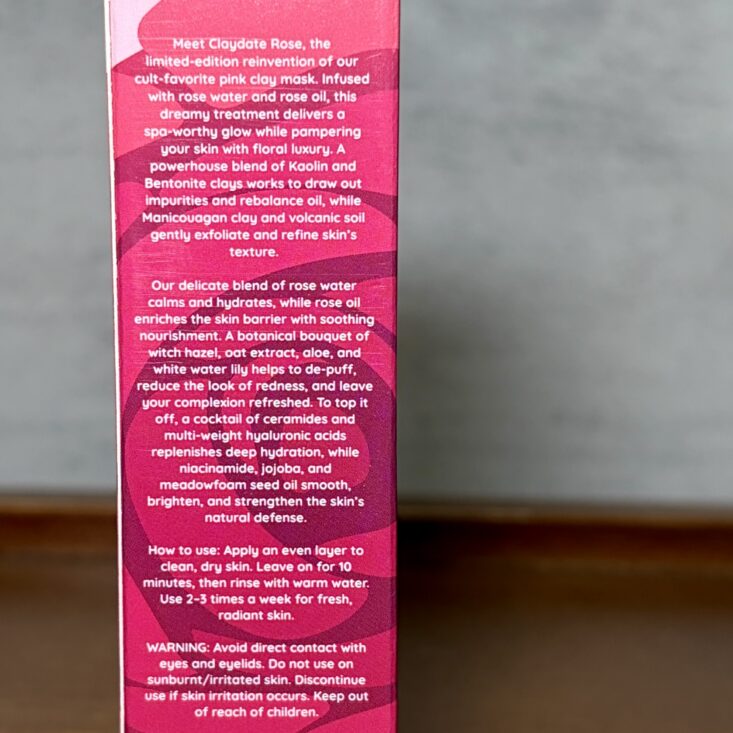 Back of Dew of the Gods Rose Oil Clay Mask for Ipsy Original February 2026
