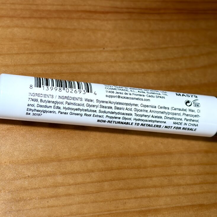 Back of Kokie Maxed Out Mascara for Ipsy Original February 2026