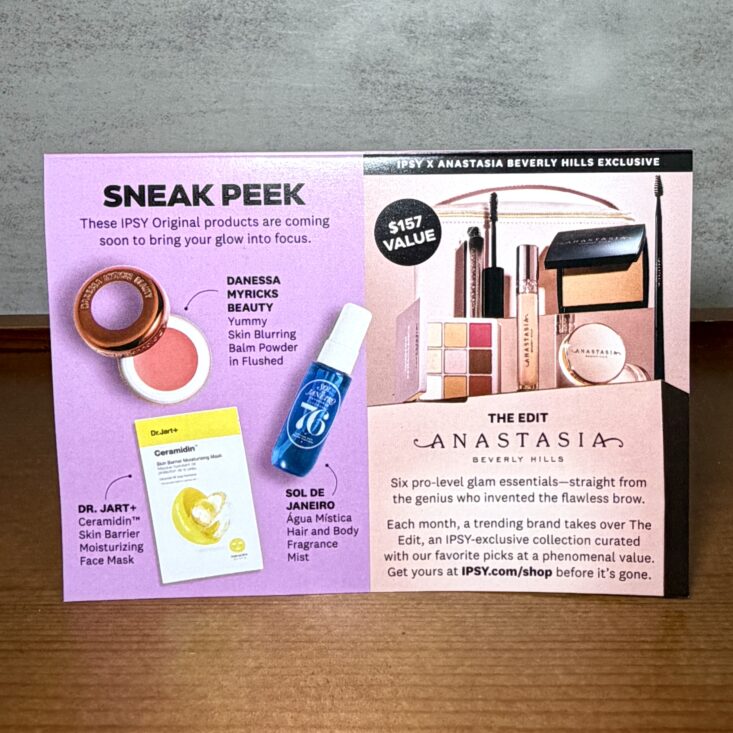 Back of Card for Ipsy Glam Bag March 2026