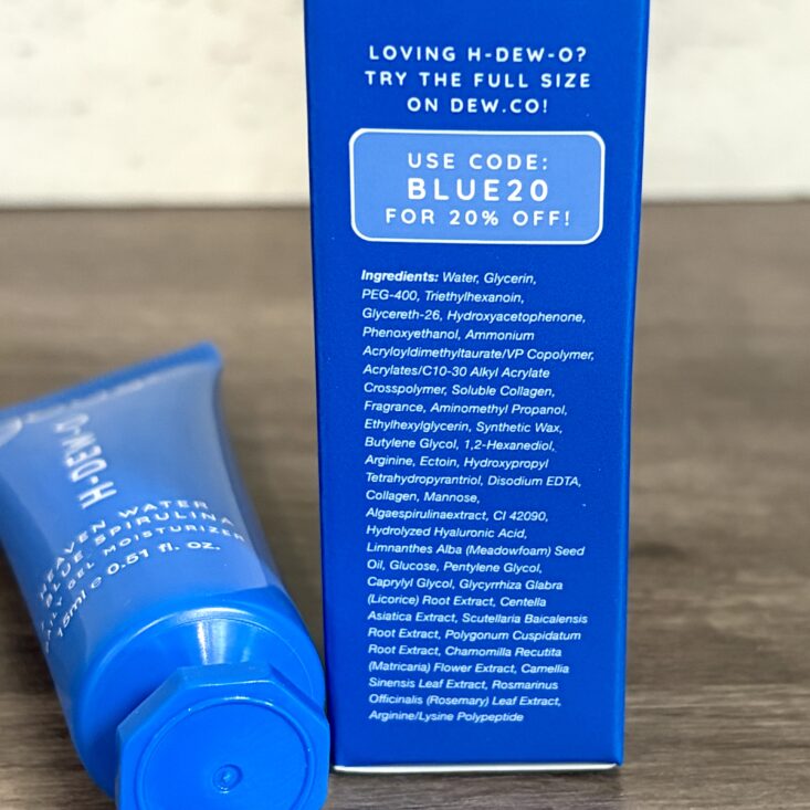 Back of Dew of the Gods Gel Moisturizer for Ipsy Original May 2026