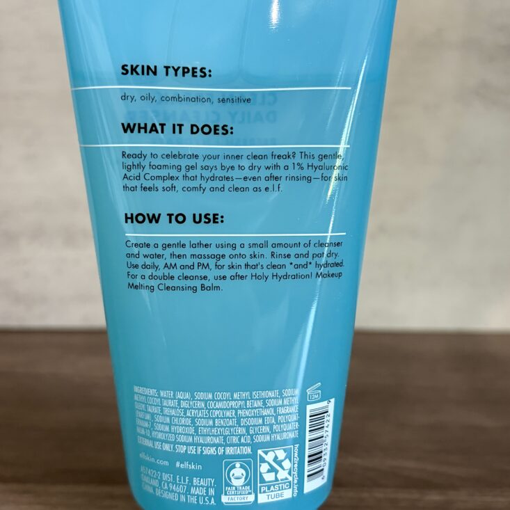 Back of ELF Daily Cleanser for Ipsy Original May 2026