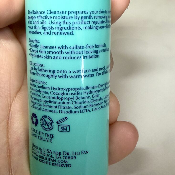 Back of Dr. Lili Fan Cleanser for IPSY Original July 2026