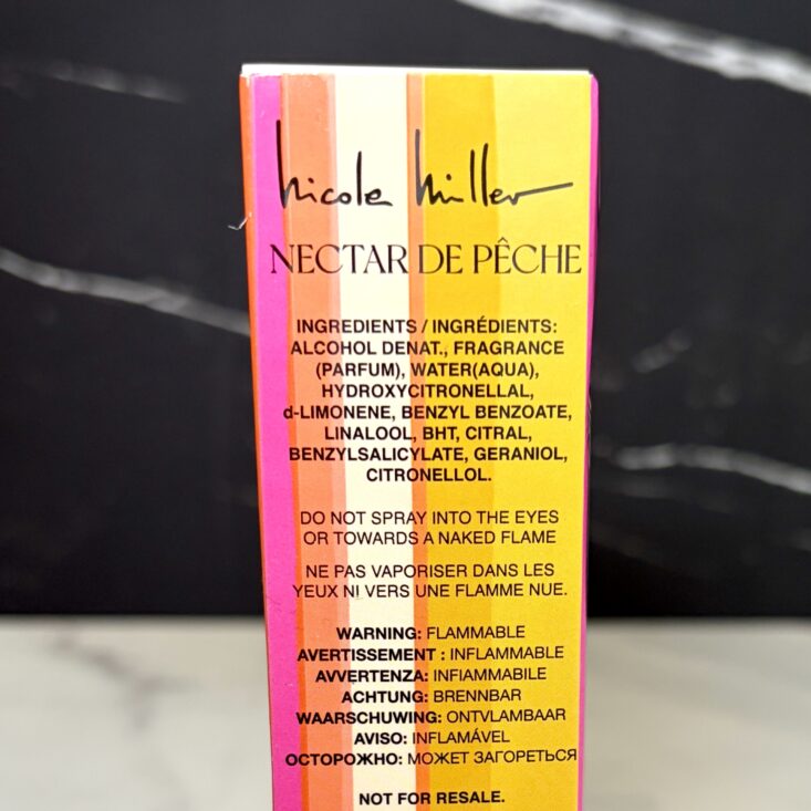 Back of Nicole Miller Fragrance for IPSY Original July 2026