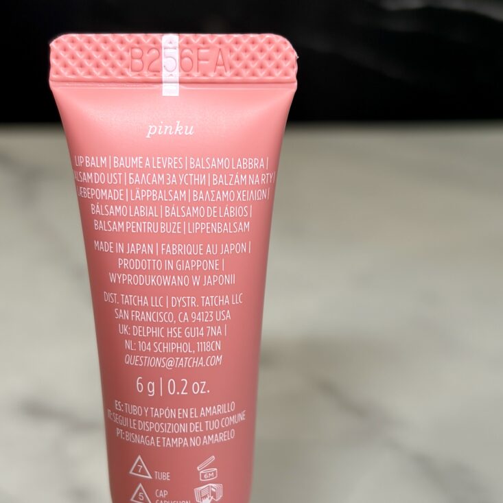 Back of Tatcha Melting Lip Balm in Pinku for IPSY Original July 2026