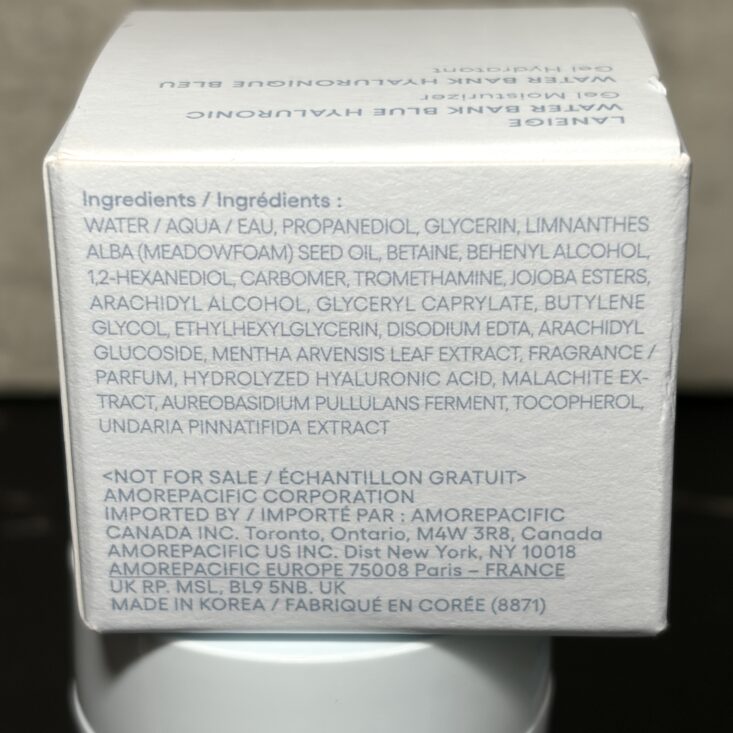 Back of Laneige Gel Moisturizer for IPSY Original August 2026